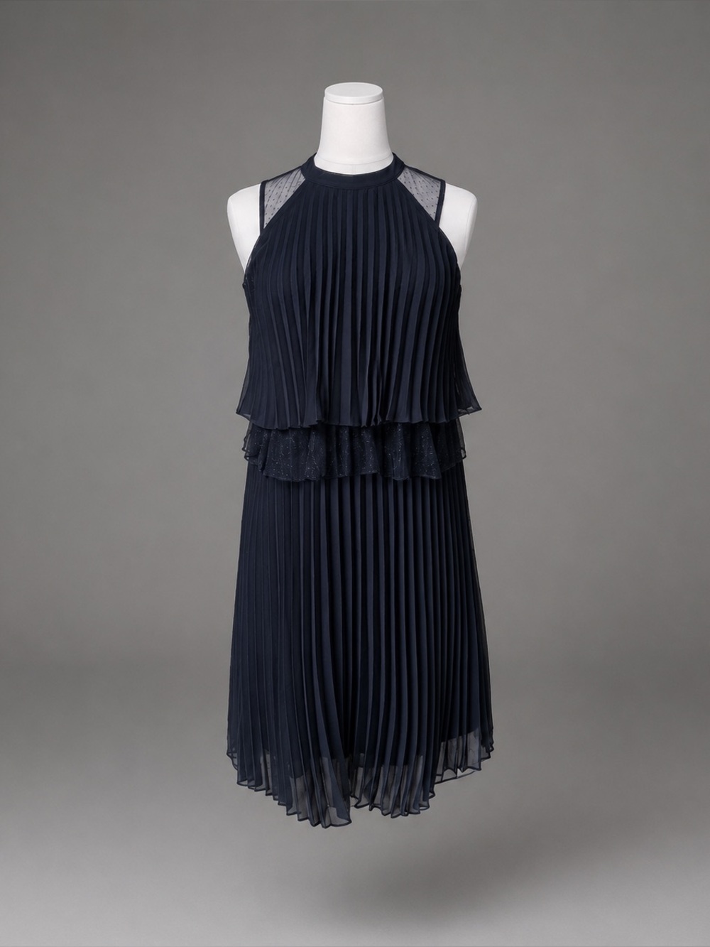 BCBGeneration XXS Black Pleated Layered Dress
